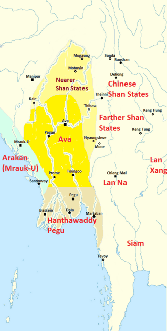 The Ava Kingdom and the royal city of Ava (Inwa) founded by King Thado Minbya.